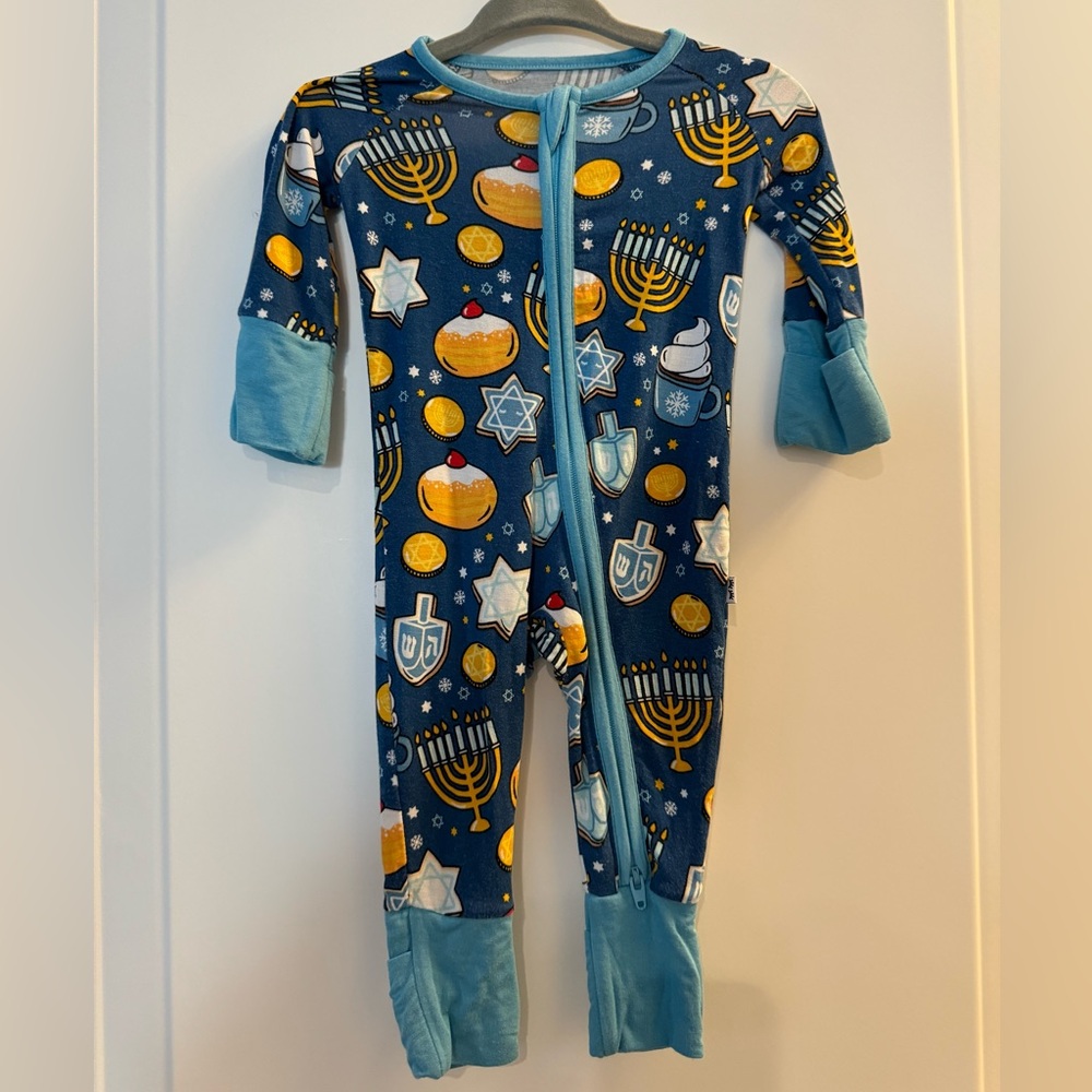 Little Sleepies Blue Hanukkah Footies